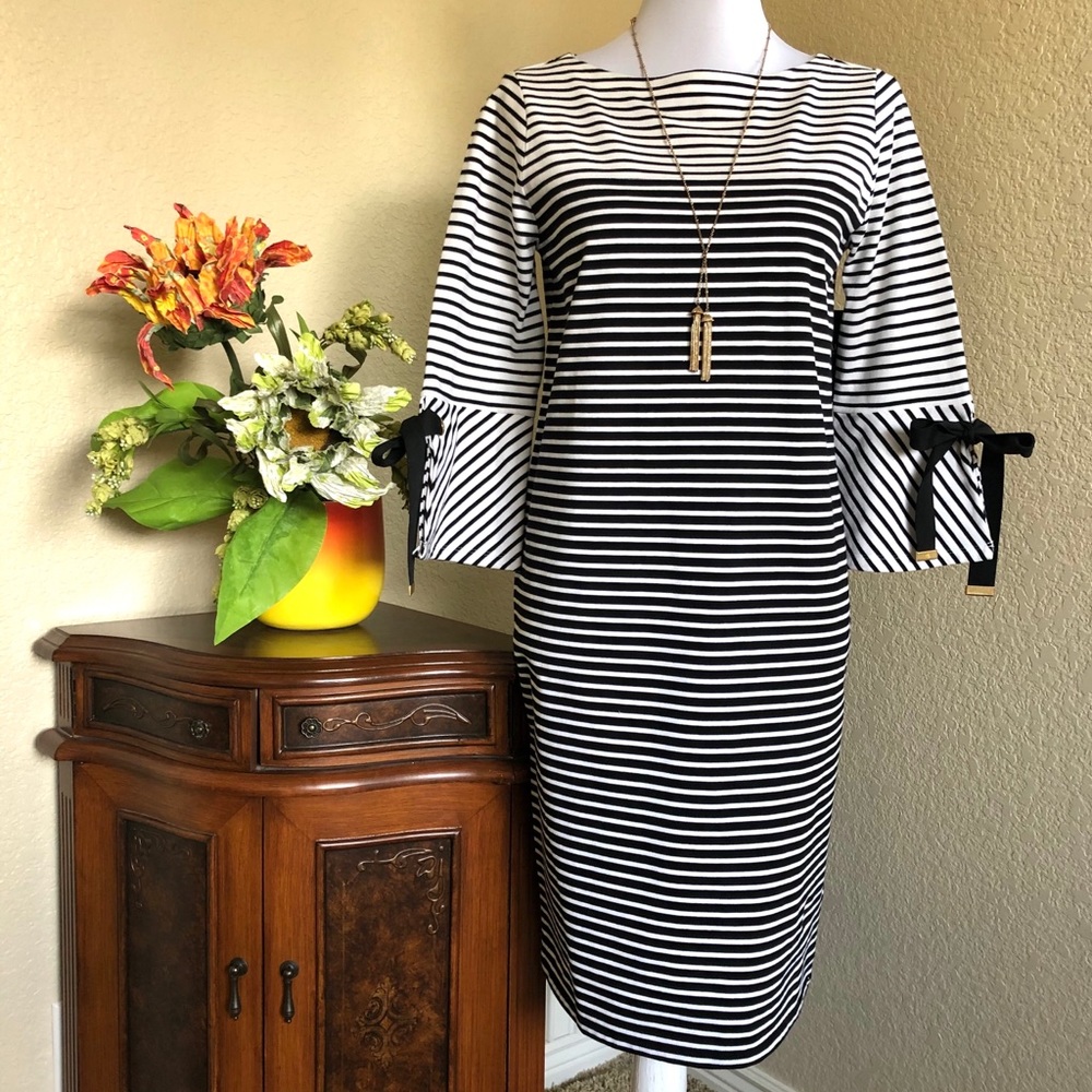 Ralph Lauren Black and White Striped Cotton Dress